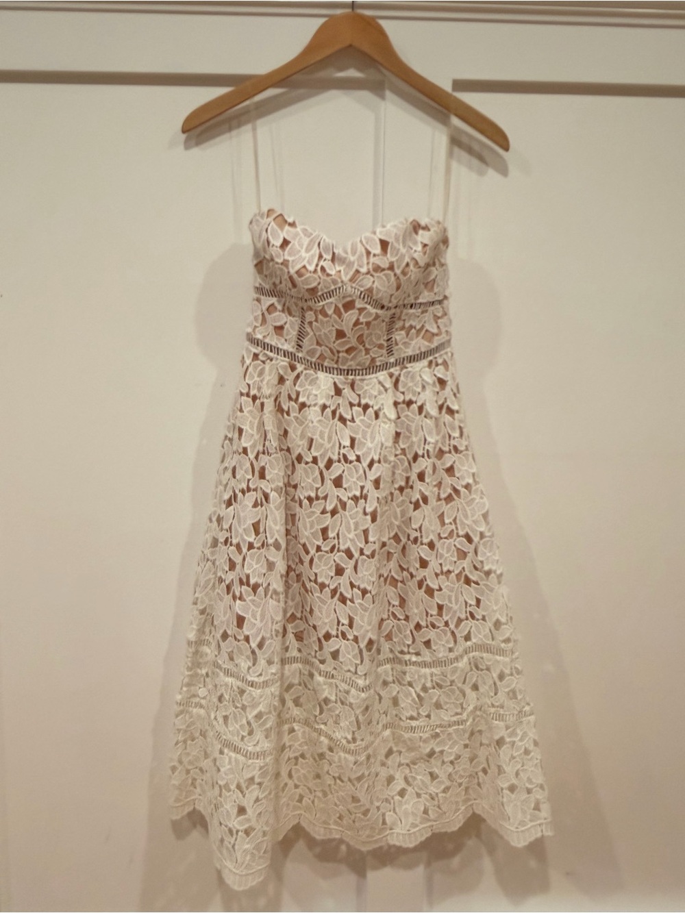 Lulu's Ivory Floral Lace Strapless Party Dress